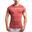 Men Print Tight-Fit Stretchy Gym Running Sports T Shirt Fitness Tee - Coral red