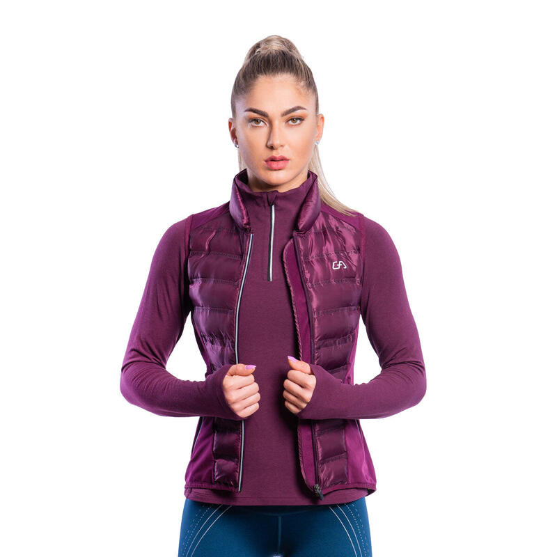 Women Lightweight Waterproof Running Sports Down Puffer Vest Jacket - Purple