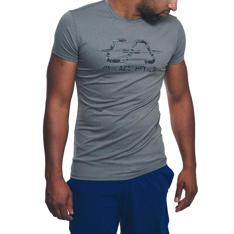 Men Dri-Fit Logo Gym Running Sports T Shirt Fitness Tee - GREY