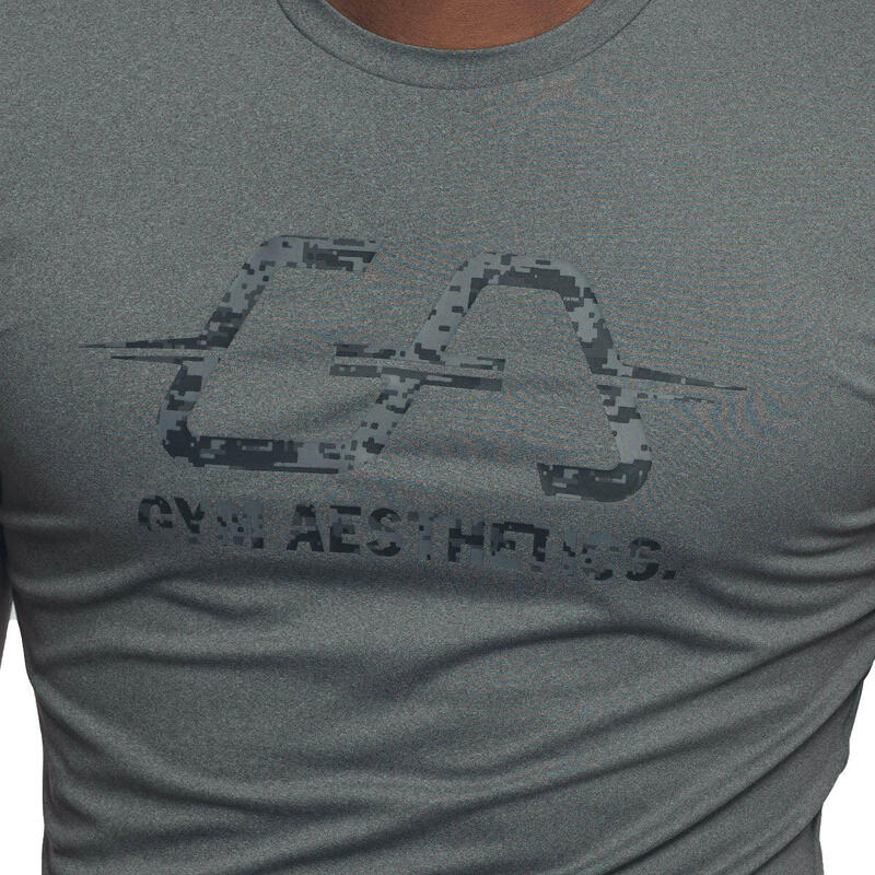Men Dri-Fit Logo Gym Running Sports T Shirt Fitness Tee - GREY