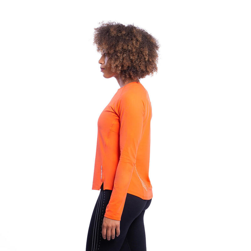 Women Plain Long Sleeve Gym Running Sports T Shirt Tee - Orange