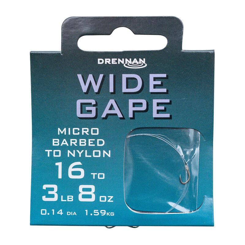 Drennan Wide Gape vezető, szöges horog + zsinór, 8 db.