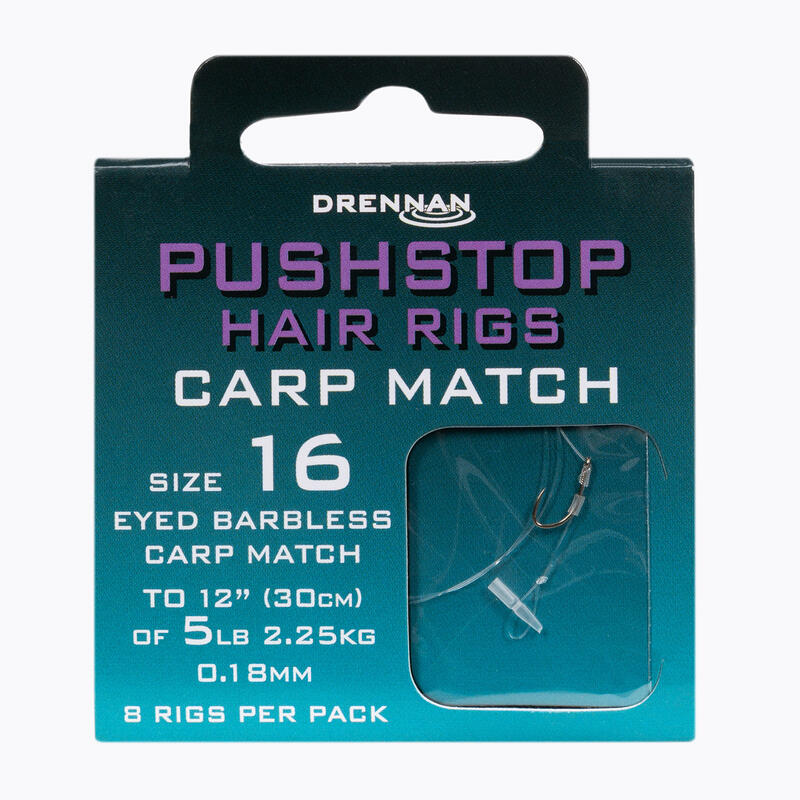 Pushstop H'rig Carp Method Leader cu opritor, carlig fara ghimpa +