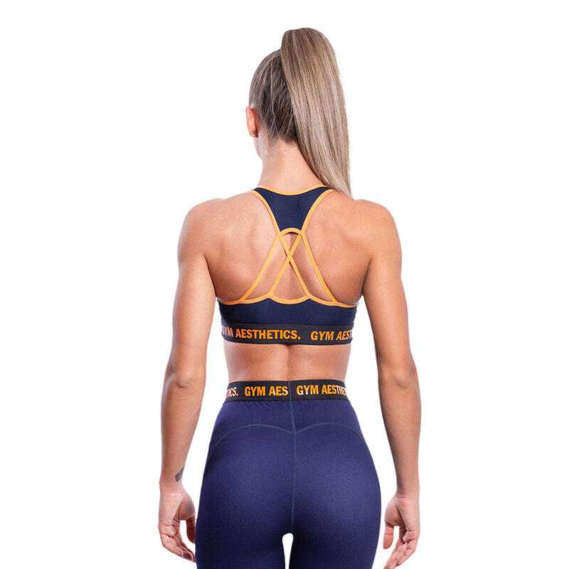 Women Crisscross High impact Supportive Yoga Running Sports Bra - Navy blue