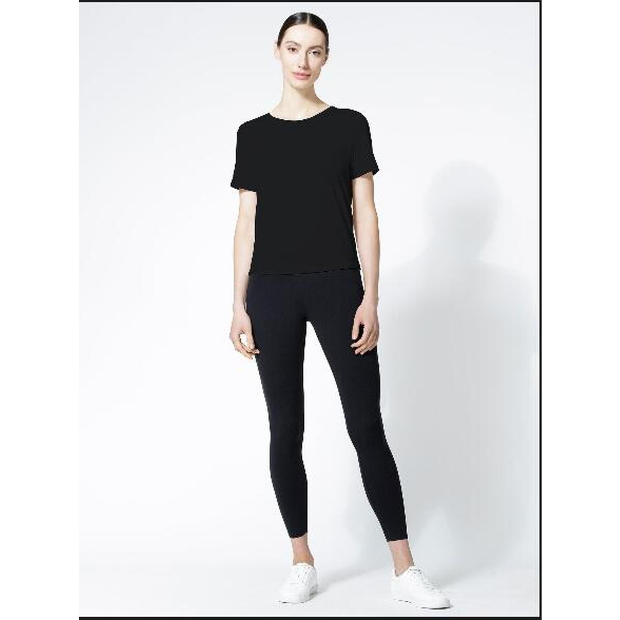 WOMEN'S OPEN BACK WRAP TEE - BLACK