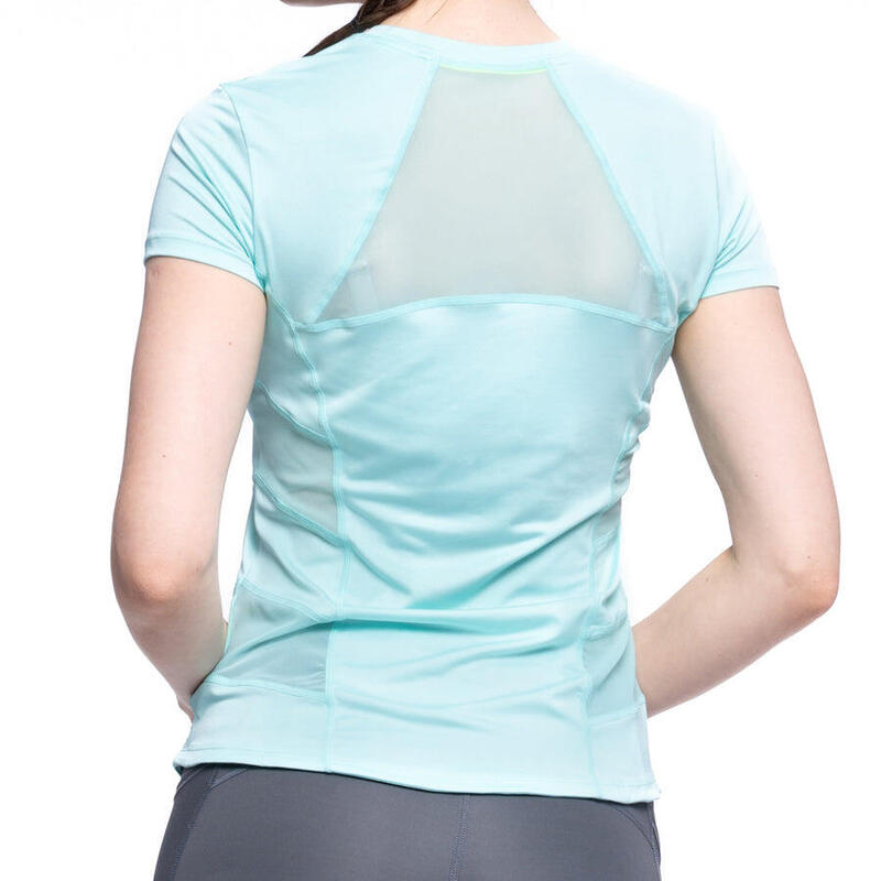 Women Mesh Breathable Yoga Gym Running Sports T Shirt Fitness Tee - BLUE