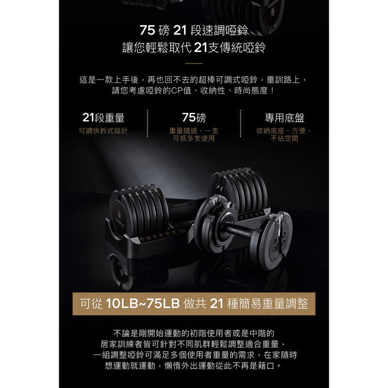 Pure Series 可調式啞鈴 75LB (1個)