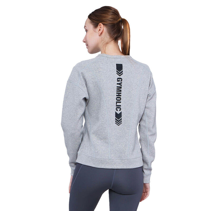 Women Plain Reversible Lightweight Long Sweatshirts - GREY