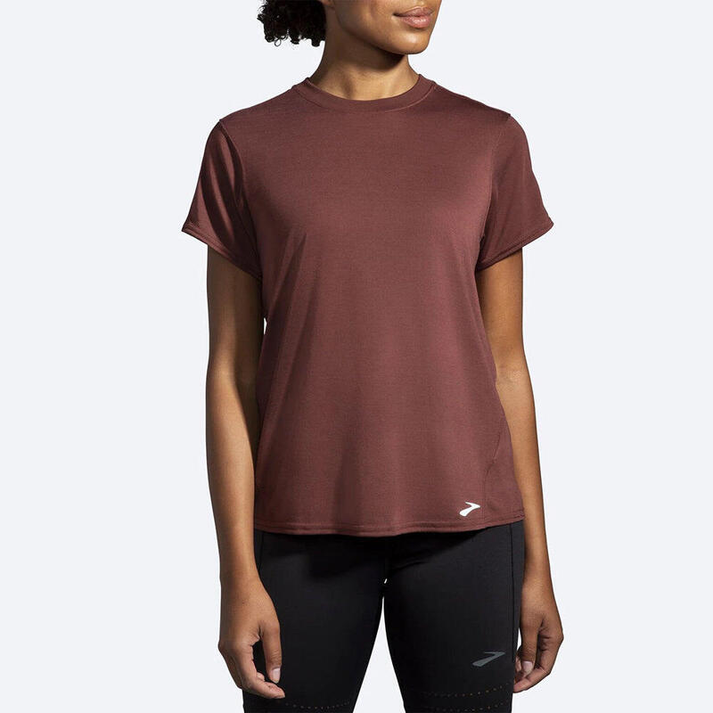 Women Distance Running Short Sleeve - Run Raisin Red