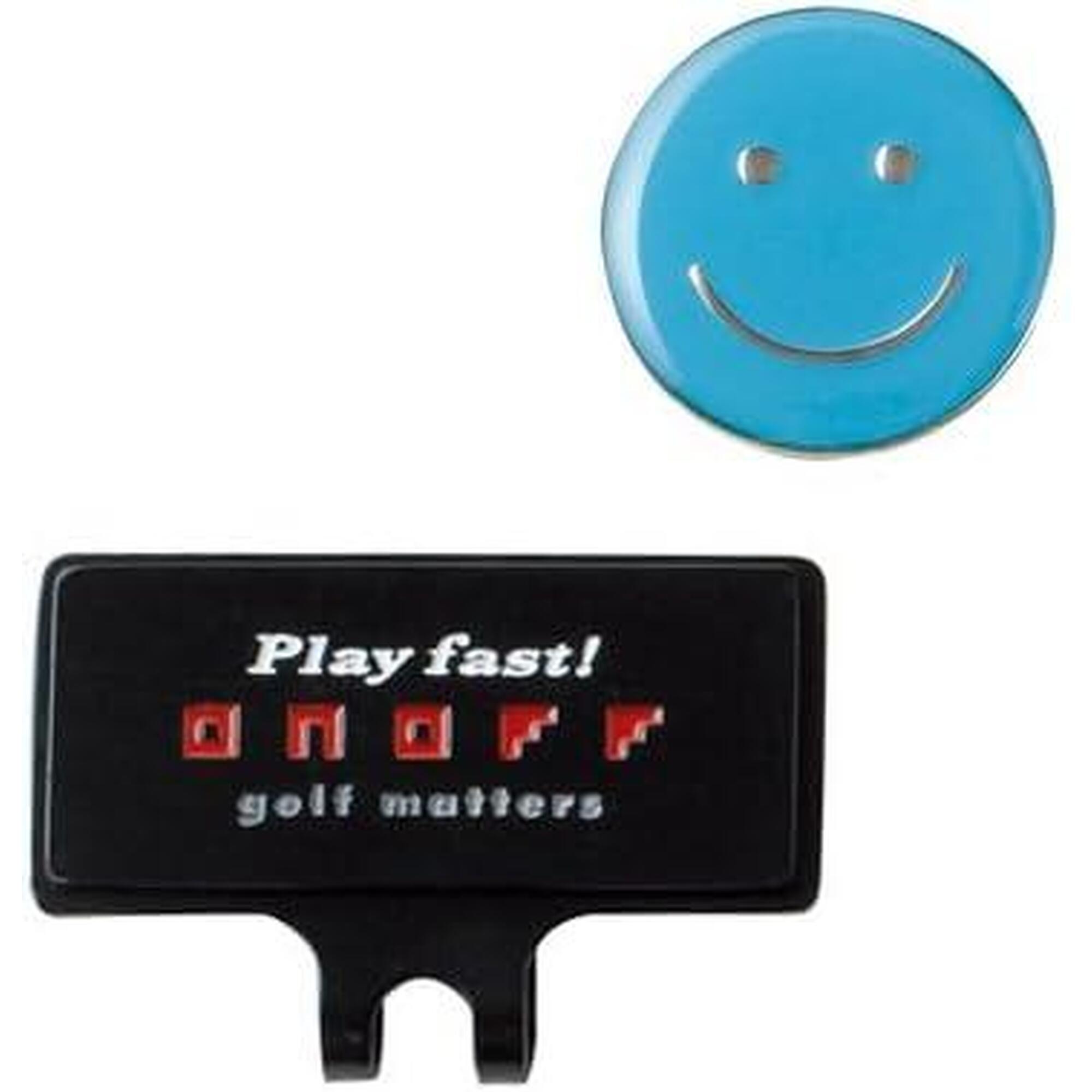 笑臉高爾夫球球標 - 藍色