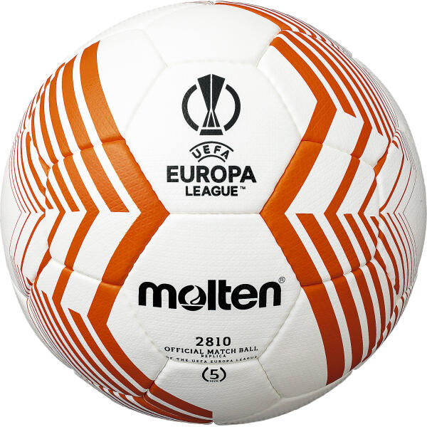 Molten UEFA 歐足總歐洲聯賽認證手縫5號足球 - 橙色, 白色