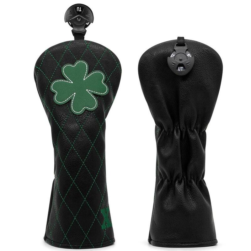 LUCKY CLOVER GOLF UTILITY WOOD HEAD COVER - BLACK