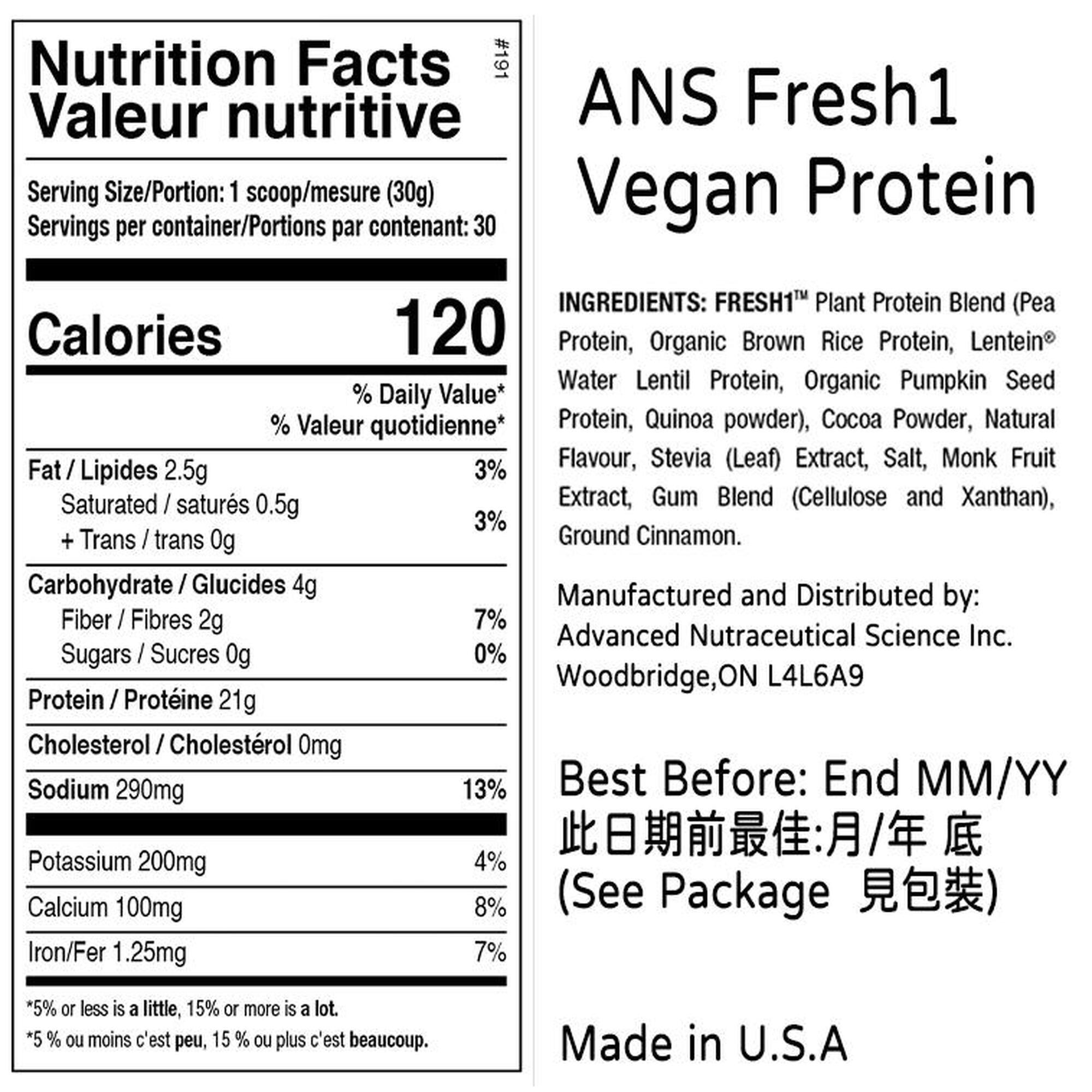 Fresh1 Vegan Plant Protein 2lbs - Chocolate Hazelnut
