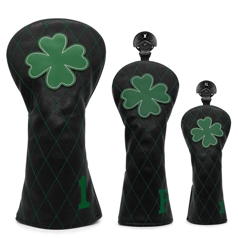 LUCKY CLOVER GOLF UTILITY WOOD HEAD COVER - BLACK