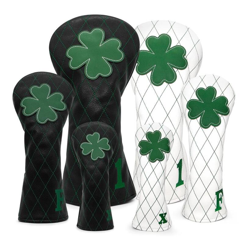 LUCKY CLOVER GOLF DRIVER HEAD COVER - BLACK