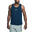 Men Back Strip Wicking Anti-Odor Running Sports Vest Tank Top Singlet - Navy