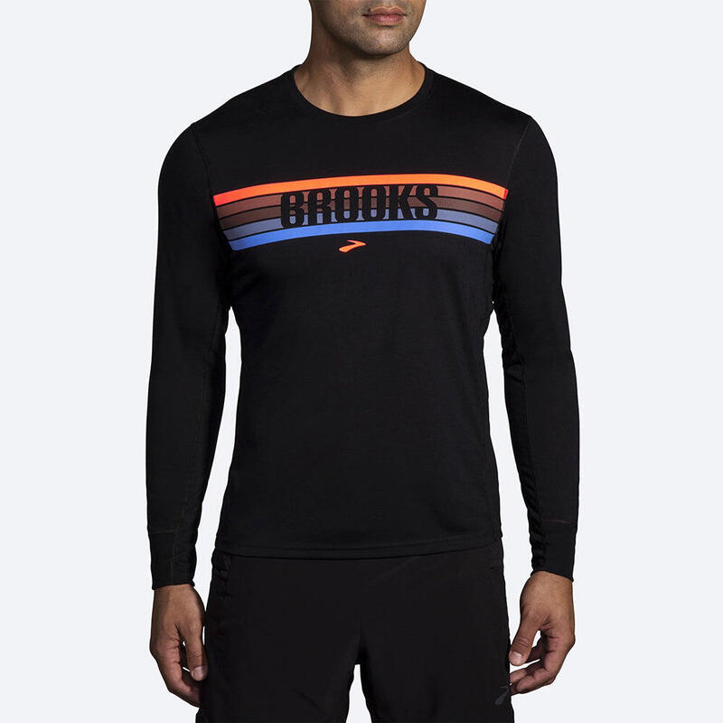 Men Graphic Distance Running Long Sleeve - Black