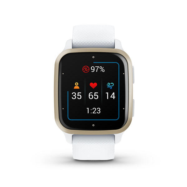 Garmin Venu Sq Running Smartwatch White/Cream Gold