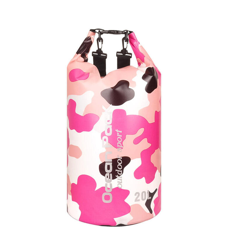 Ocean Pack - 戶外水上活動防水袋連單肩帶(半透明款) 20L - 粉紅色