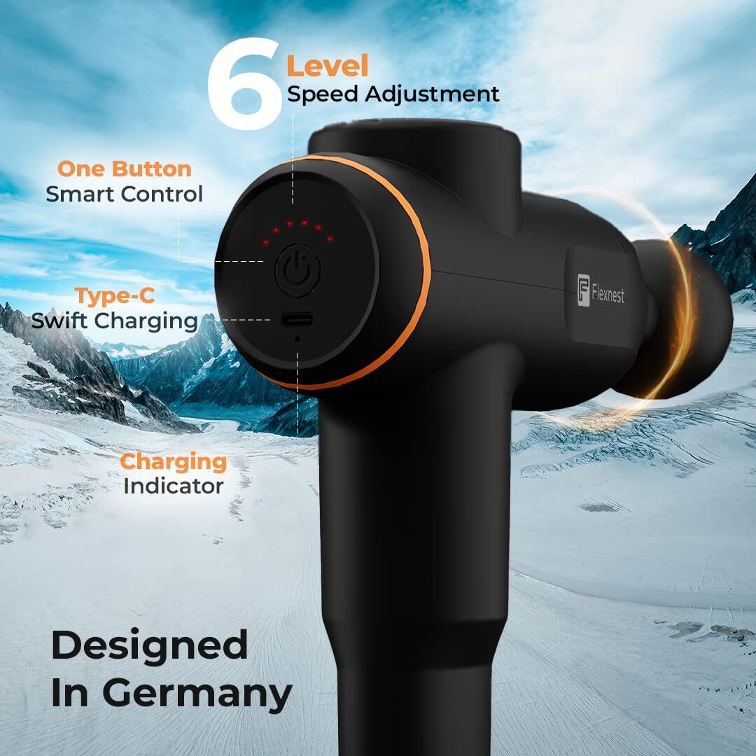 Flexnest Turbo Vibration Gun Massager with 4 Heads