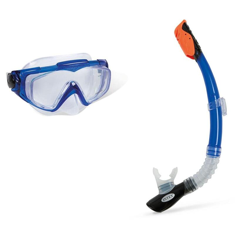 Silicone Aqua Sport 浮潛呼吸管面鏡套裝(14歲以上) - 藍色/橘色/黑色