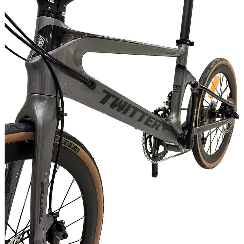 (Unassembled)F451 Carbon Hydraulic Disc Brake Sram 22S Folding Bike - Grey/Black