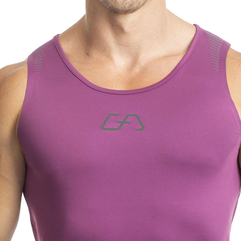 Men Wicking Anti-Odor Running Sports Vest Tank Top Singlet - Purple