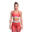 女裝交叉背扣高支撐透氣瑜珈跑步運動內衣 - 珊瑚紅色