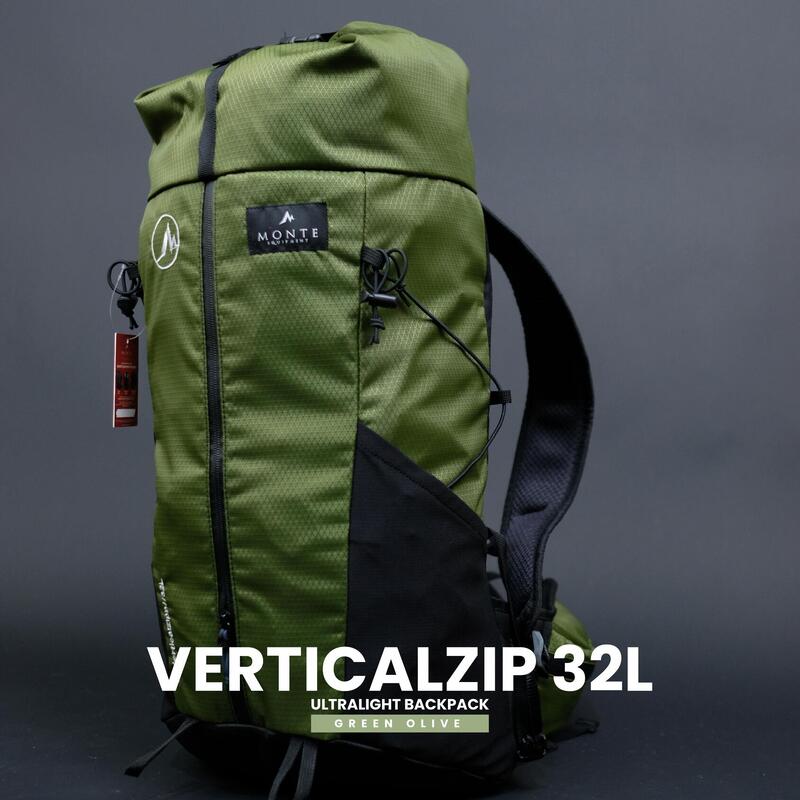 VerticalZip Unisex Ultralight Hiking Backpack 32L - Green