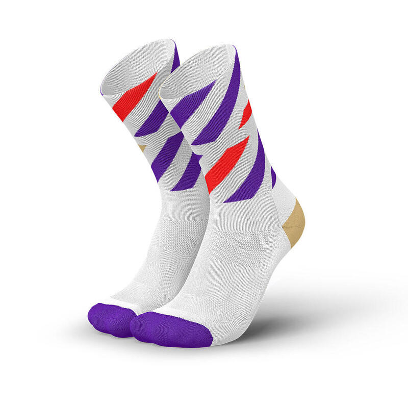 Ultra-light Breathable High-Cut Running Socks - White/Purple