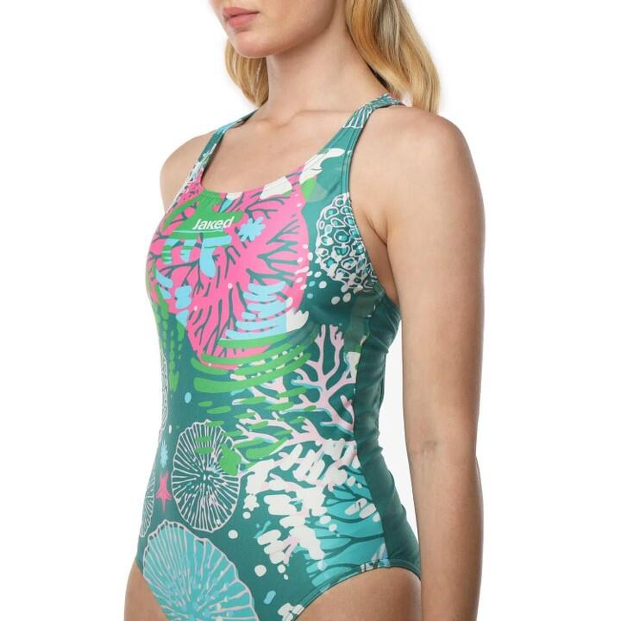 SAVE THE OCEAN 女士連身泳衣 - 綠色