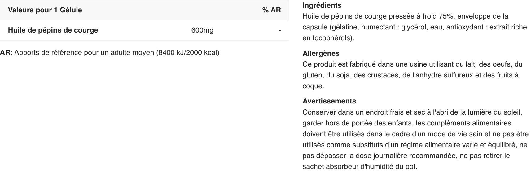 Oméga 6 - Pumpkin Seed Oil - 60 Gélules 2/4