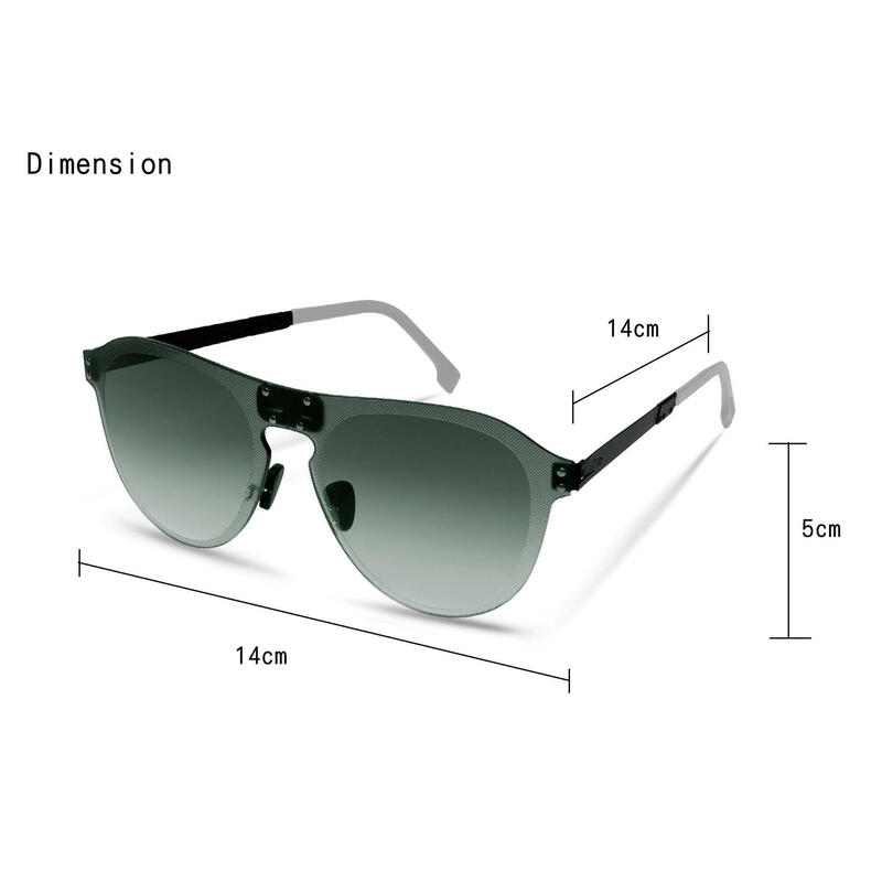 GRAVITY O003系列成人中性摺疊式太陽眼鏡 - 黑/綠鏡