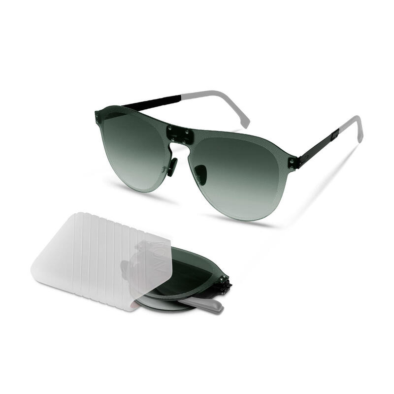 GRAVITY O003 Adult Unisex Folding Sunglasses - Matte Black / G15 Gradient