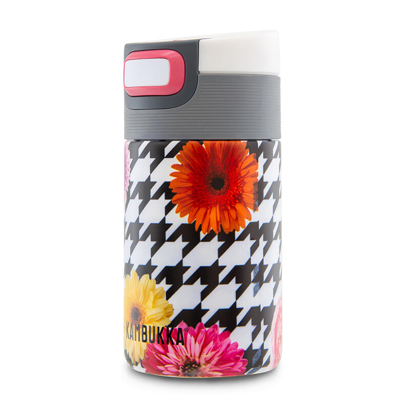 艾娜保溫杯 (不銹鋼) 10oz/300ml - 白色+花卉拼圖圖案