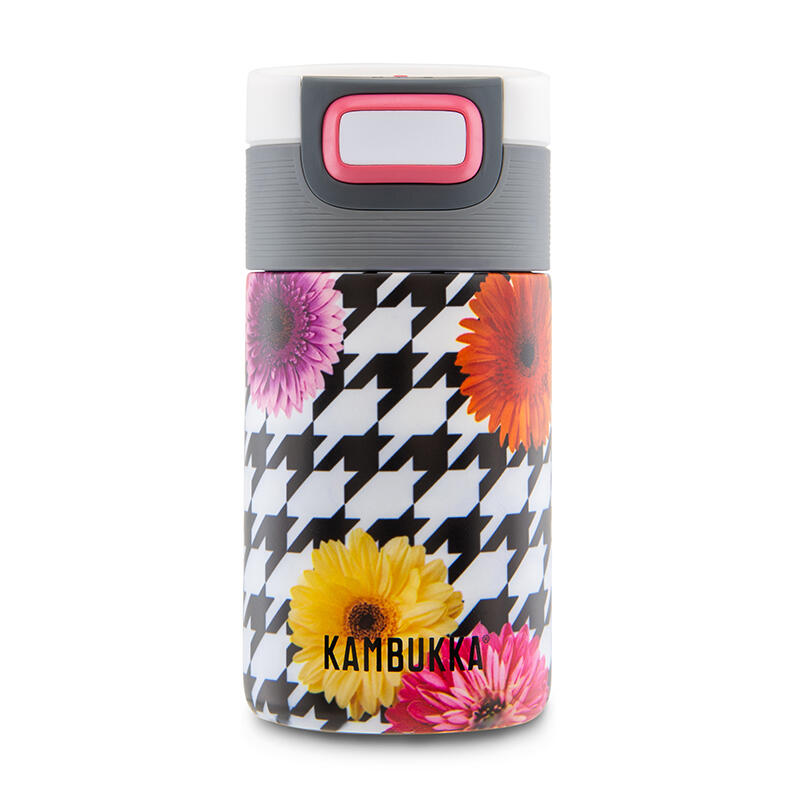 Etna Thermal Mug (SS) 10oz/300ml - White w/ Floral Patchwork