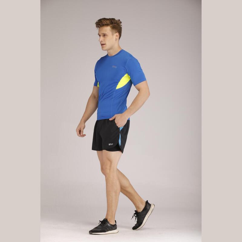 Men Quick Dry Slim Fit Short Sleeve Sport T-shirt - Blue/Yellow