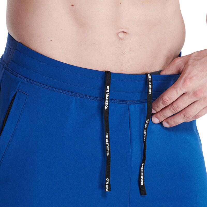 Men Logo Coldproof Long Cotton Pants with Zipper - Navy blue