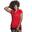 女裝V領大LOGO修身瑜珈健身跑步短袖運動T恤 - 紅色