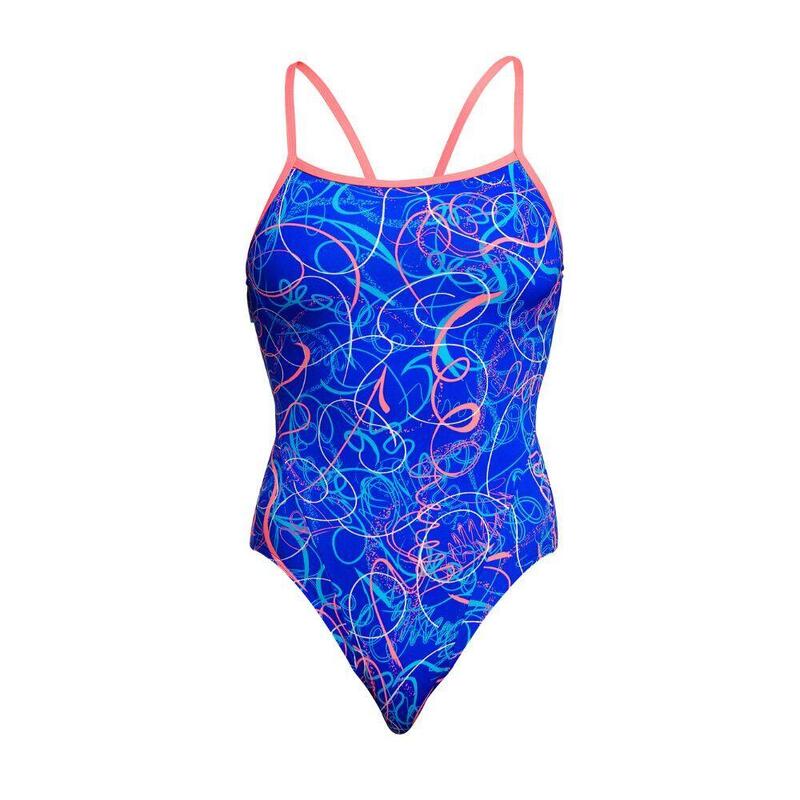 LASHED LADIES SINGLE STRAP ONE PIECE SWIMSUIT - BLUE