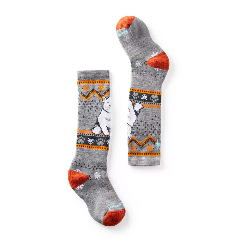 Kids Wintersport Full Cushion Polar Bear Pattern Socks - Light Gray