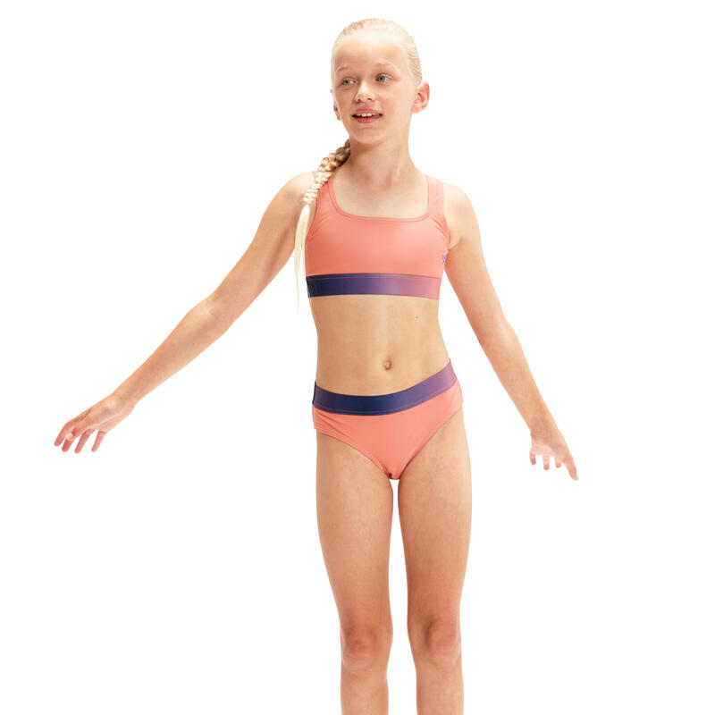 SUNNY BONDI GIRLS (AGED 6-14) OMBRE TRIM BRA TOP SET - ORANGE