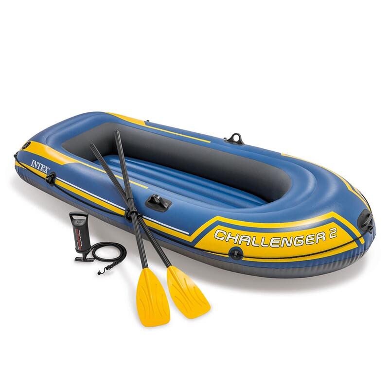 Challenger 2 Inflatable 2-person Boat Set - Blue/Yellow