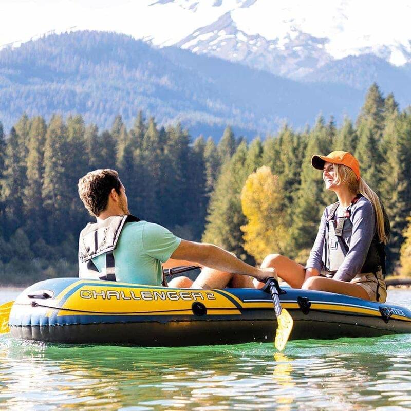 Challenger 2 Inflatable 2-person Boat Set - Blue/Yellow