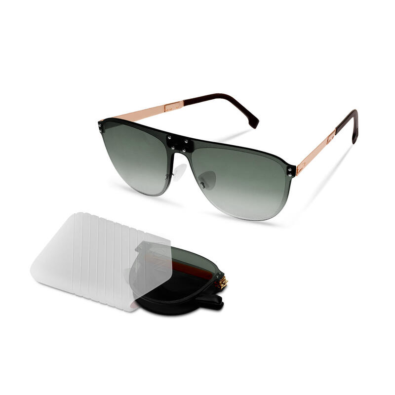 Halo O009 Adult Unisex Folding Sunglasses - Brush Gold/Green