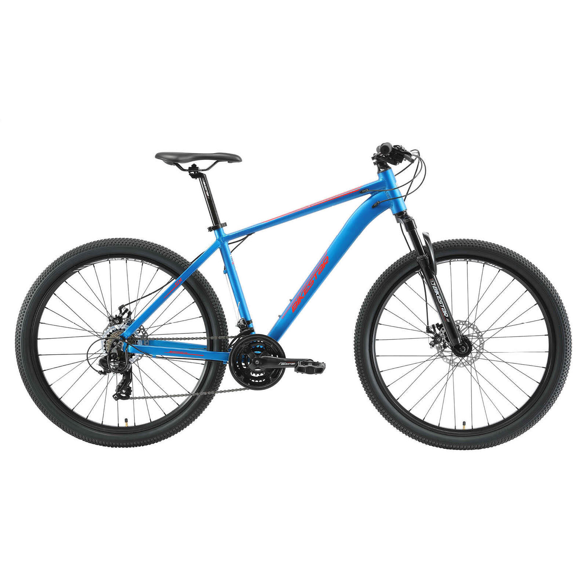 Bikestar - Vtt 27.5" Aluminium, Semi-rigide, 21 Vitesses, Frein À Disque - Vélo Tout Terrain - Bleu|rouge - 42 M/l - Decathlon
