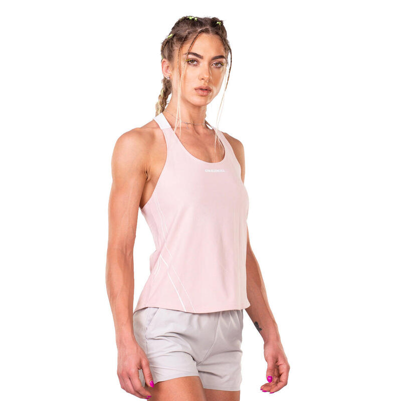 女裝Y背棉感速乾健身跑步運動背心 - 粉紅色