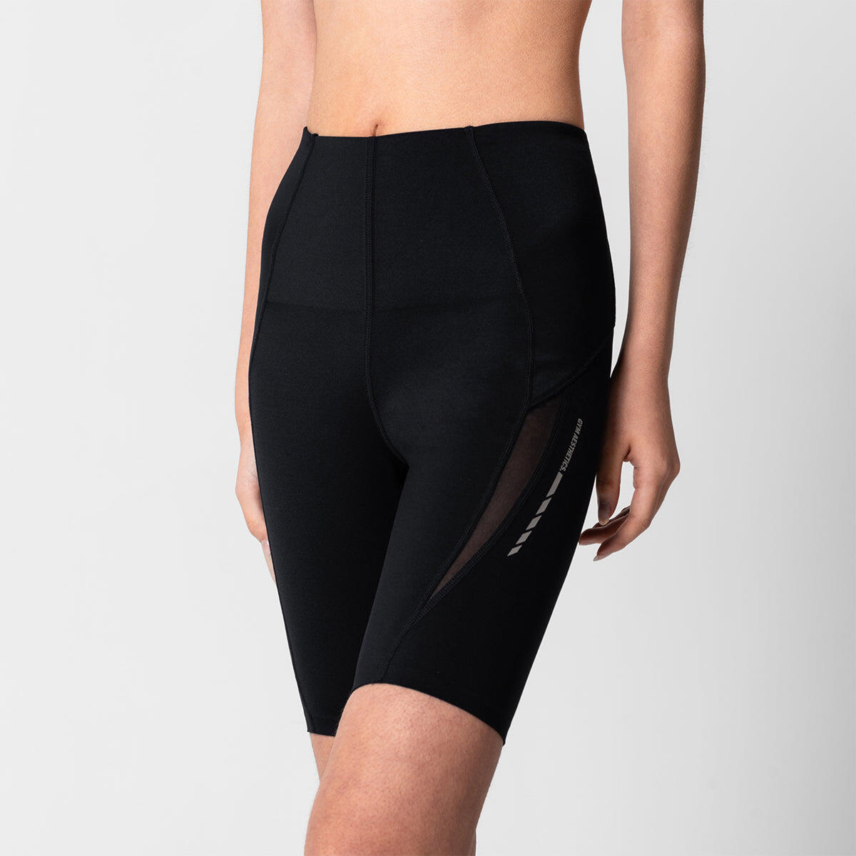 Women GA Activewear High Waist Mesh Fitness Tight shorts BLACK