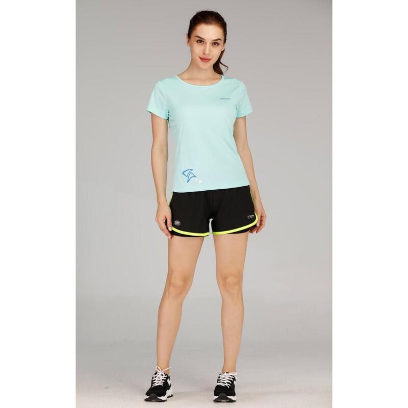 Women Quick Dry 2 in 1 Running Shorts - Neon Green / Black