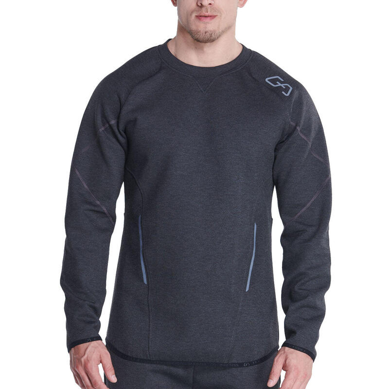 Men Plain Coldproof Lightweight Long Sweatshirts - BLACK